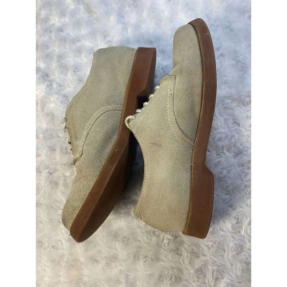 VTG GH Bass Women's Size 7 M Light Tan Suede Leather Lace Up Oxfords Shoes Flaws - Picture 4 of 9